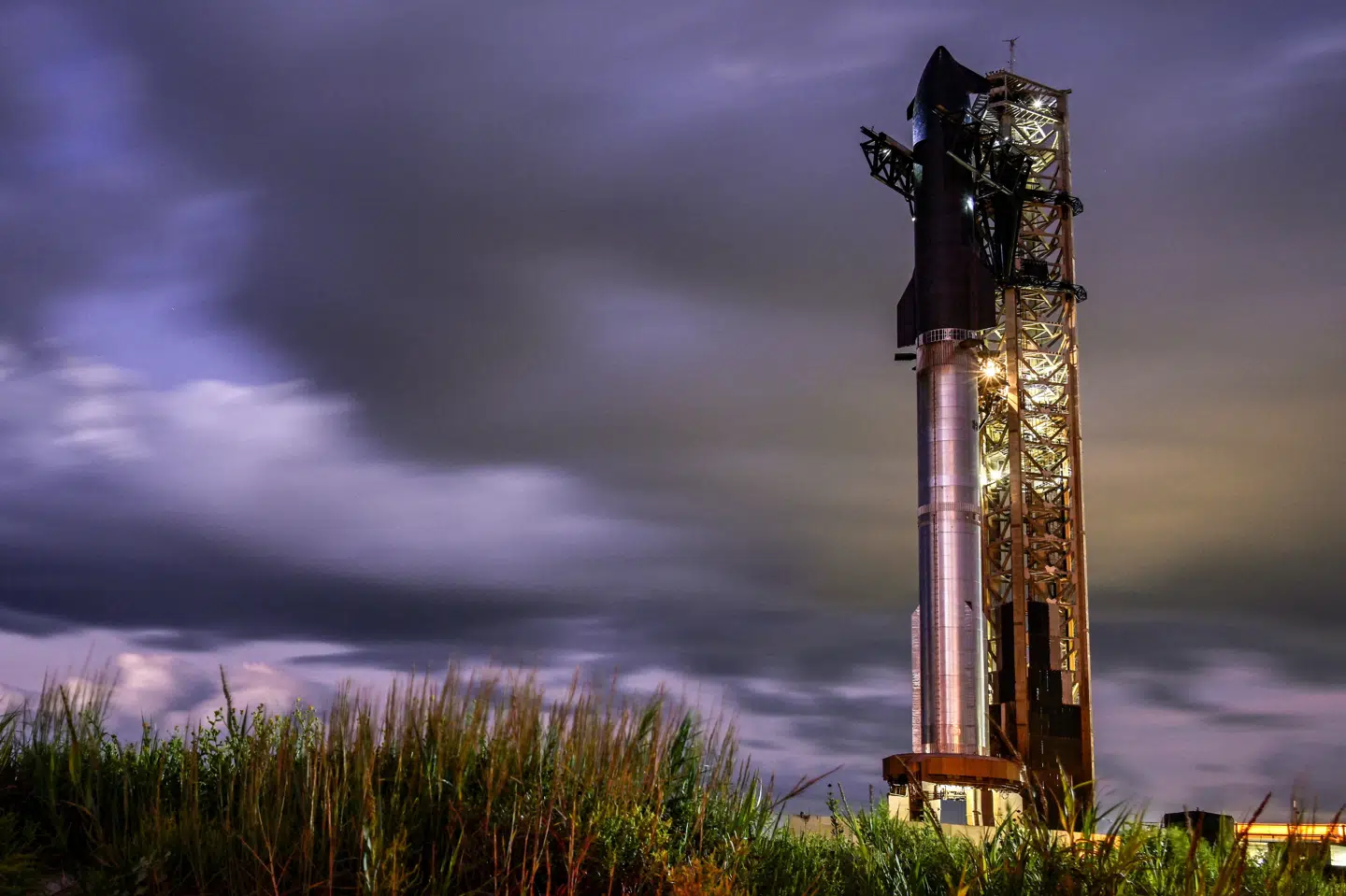 Starship-raketten blev natten til tirsdag sendt ud i rummet fra South Padre Island i det sydlige Texas.