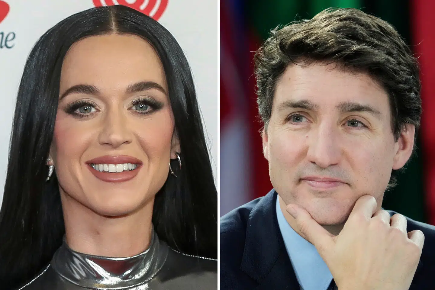 Her ses Katy Perry og Justin Trudeau.