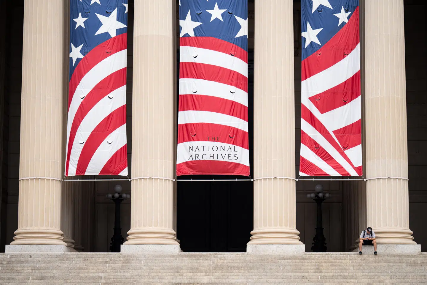 Billede af bygning med USA's nationale arkiv i Washington D.C., som grundet den føderale nedlukning i landet har været lukket.