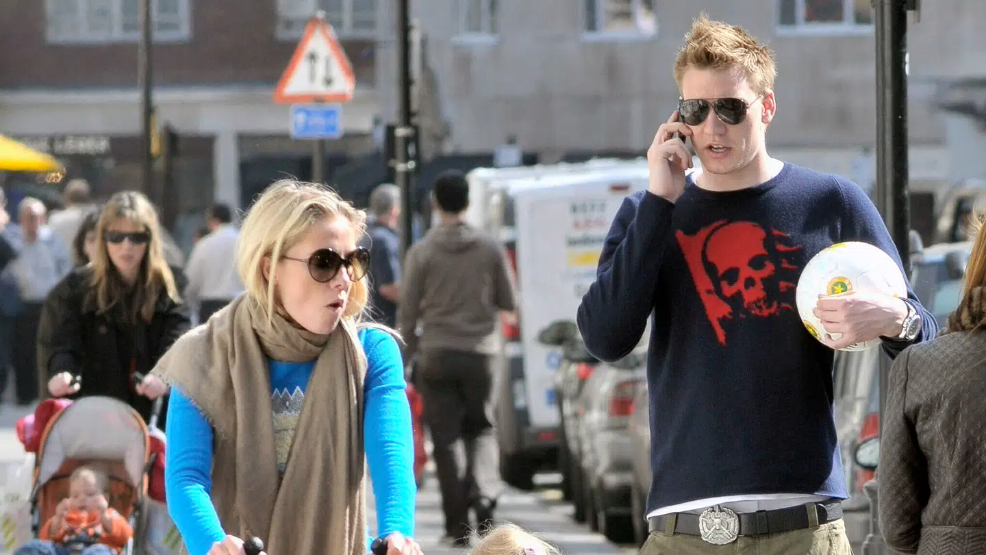 Caroline Fleming og Nicklas Bendtner fotograferet i London, da de var kærester.