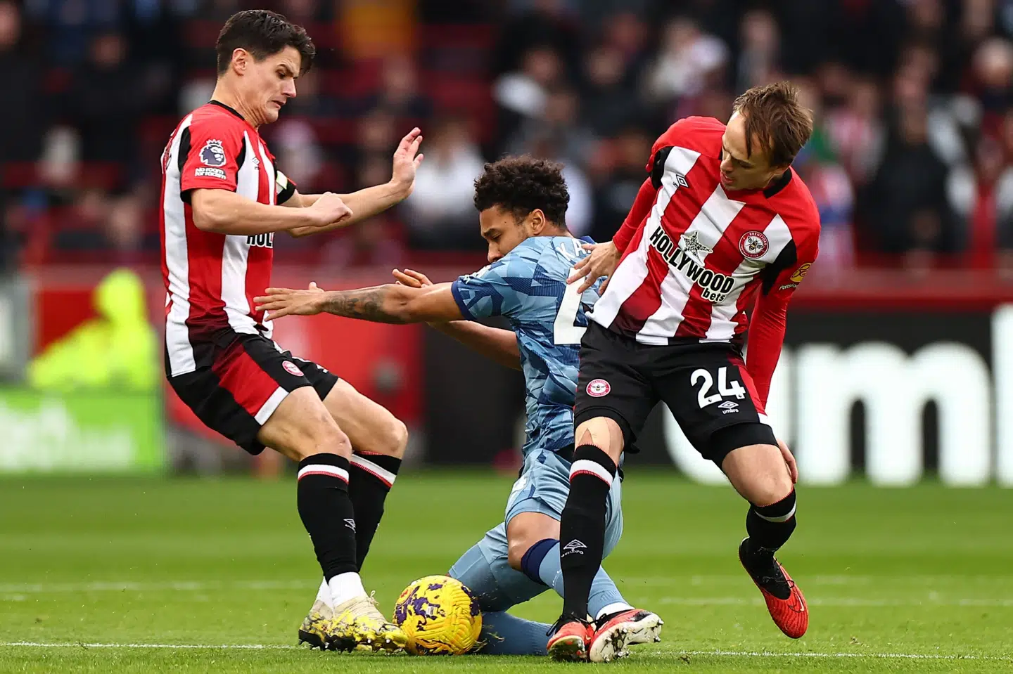 De to landsholdsspillere Mikkel Damsgaard og Christian Nørgaard har i flere år spillet sammen i den engelske klub Brentford. (Arkivfoto).