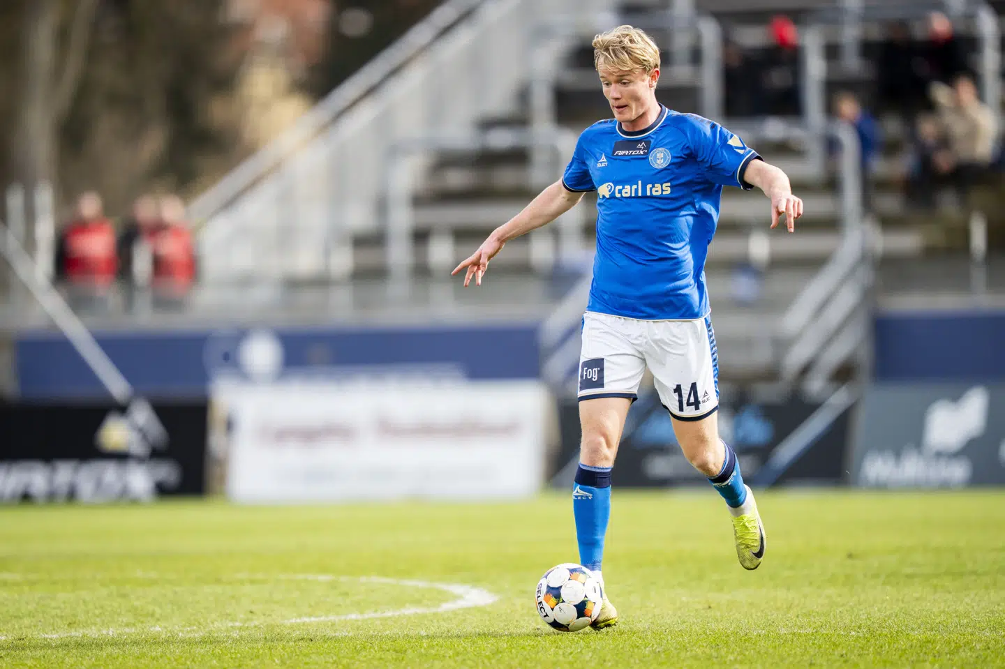Lauge Sandgrav startede på midtbanen for Lyngby, da holdet søndag eftermiddag kom tilbage mod Aarhus Fremad. (Arkivfoto).