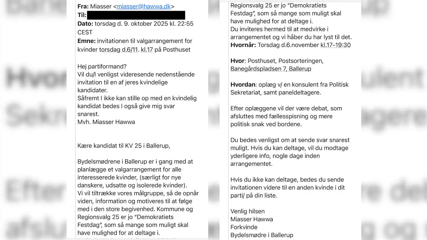 Sådan er ordlyden i invitationen fra Radikale Venstre-politikeren.