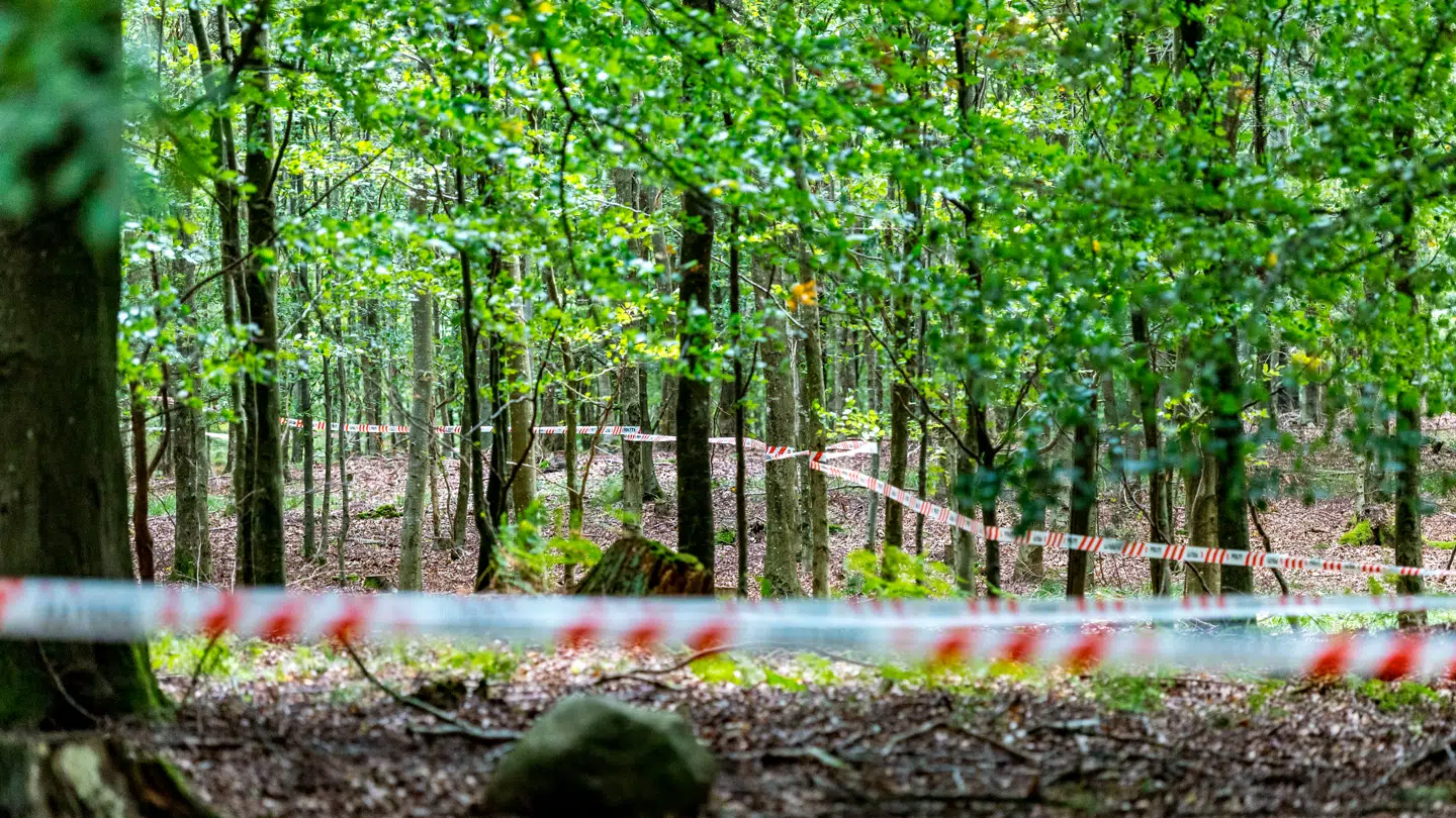 Sydsjællands og Lolland-Falsters Politi efterforsker muligt drab i skovområde i et skovstykke nær Hestehavevej uden for Rønnede søndag den 21. september 2025.