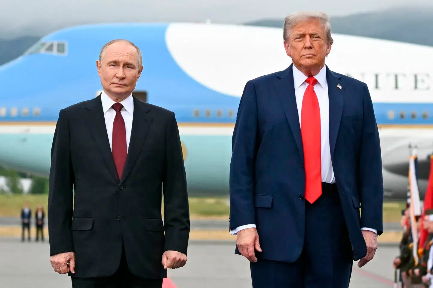 Her ses den russiske præsident, Vladimir Putin, og den amerikanske præsident, Donald Trump, under deres møde i delstaten Alaska i august.