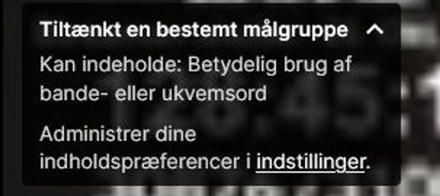 Brugere advares om hårdt sprog.