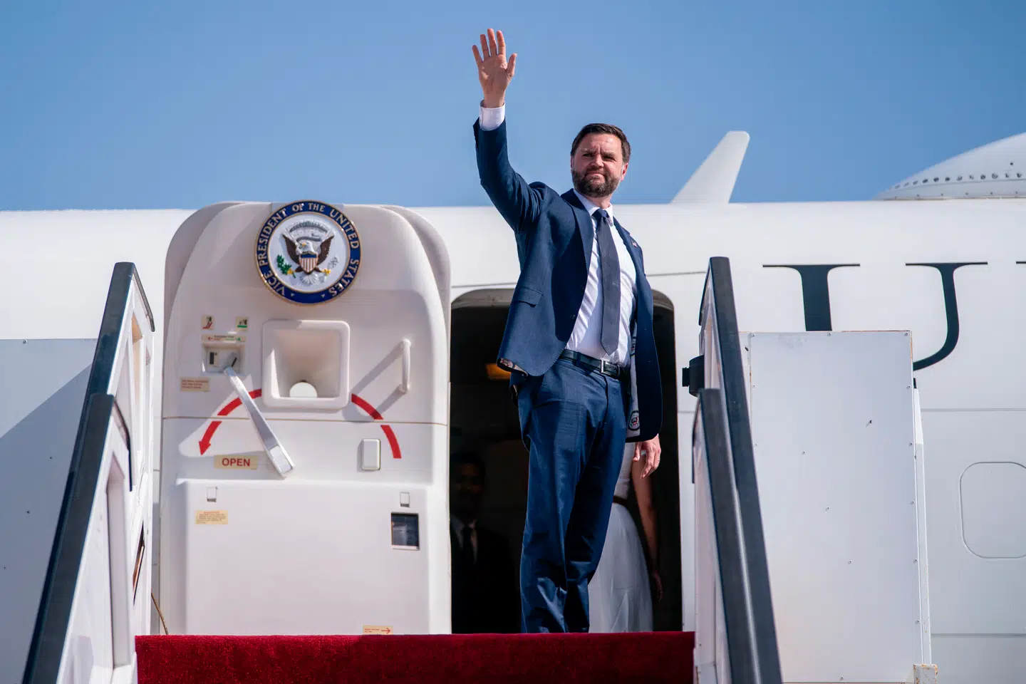 J.D. Vance i Ben Gurion Lufthavn i Tel Aviv inden han tager Air Force Two tilbage til Washington DC. den 23. oktober. Foto: Nathan Howard, Scanpix