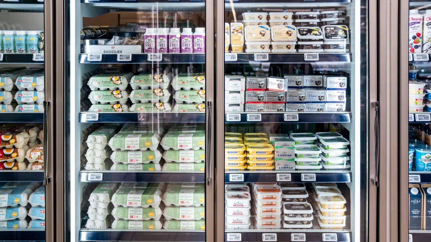 Mejeriprodukter i supermarkedet Alma på Frederiksberg, torsdag den 27. marts 2025.