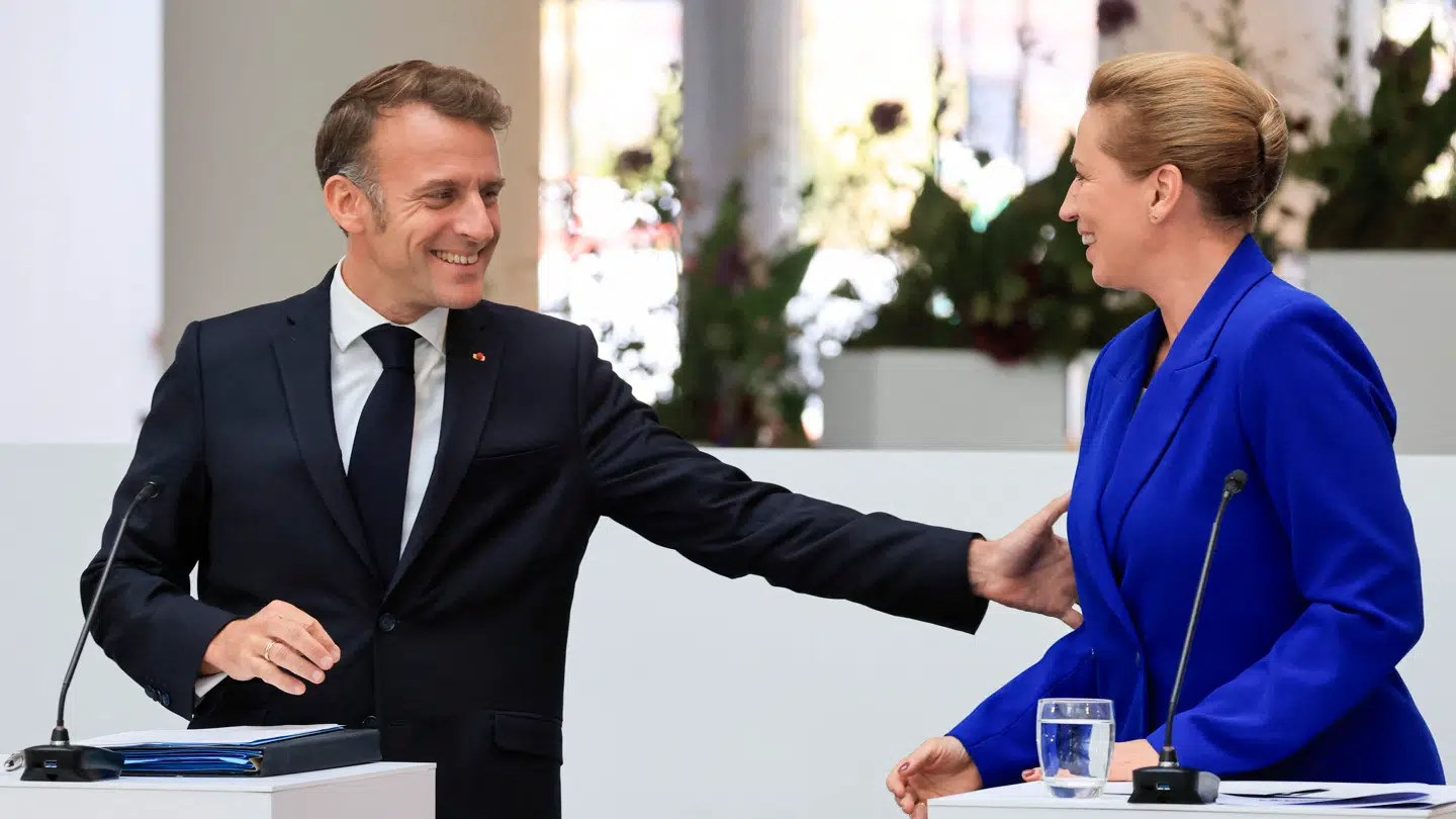 Den franske præsident Emmanuel Macron og statsminister Mette Frederiksen under franskmandens besøg i Danmark i forbindelse med EU-topmødet først i oktober.