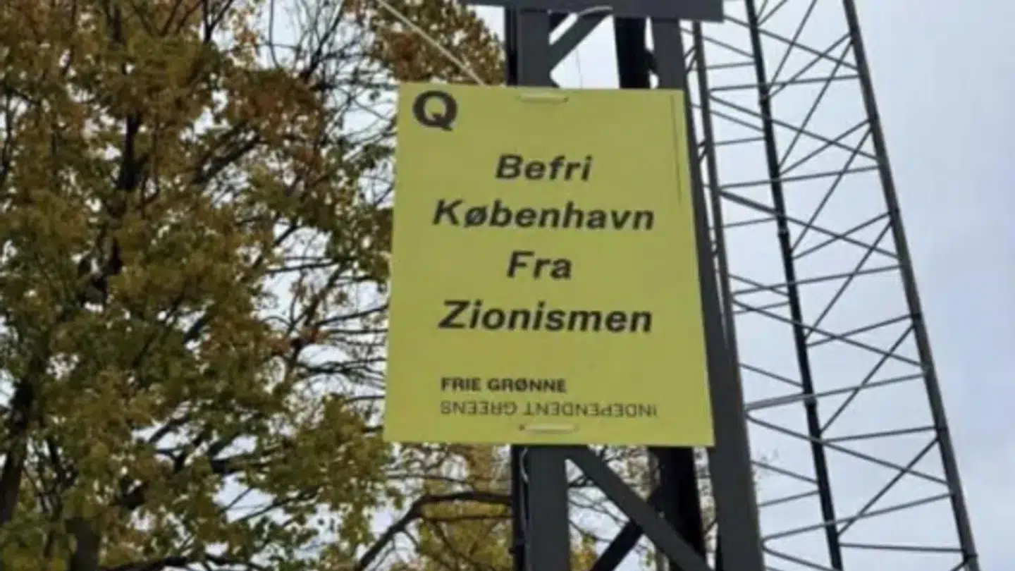 Her ses plakaten, der har udløst en politianmeldelse.