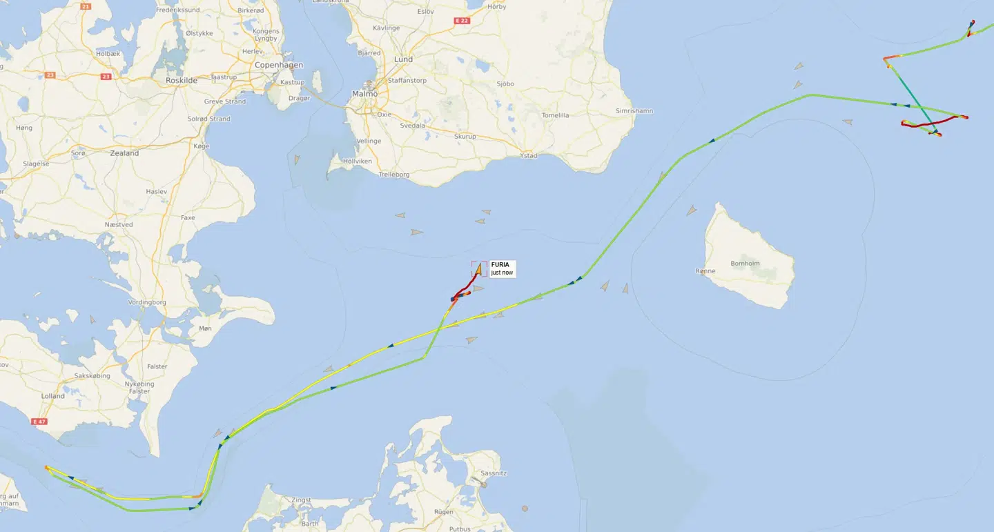 Den sanktionerede olietanker Furia foretog for nylig en pludselig U-vending i dansk farvand.