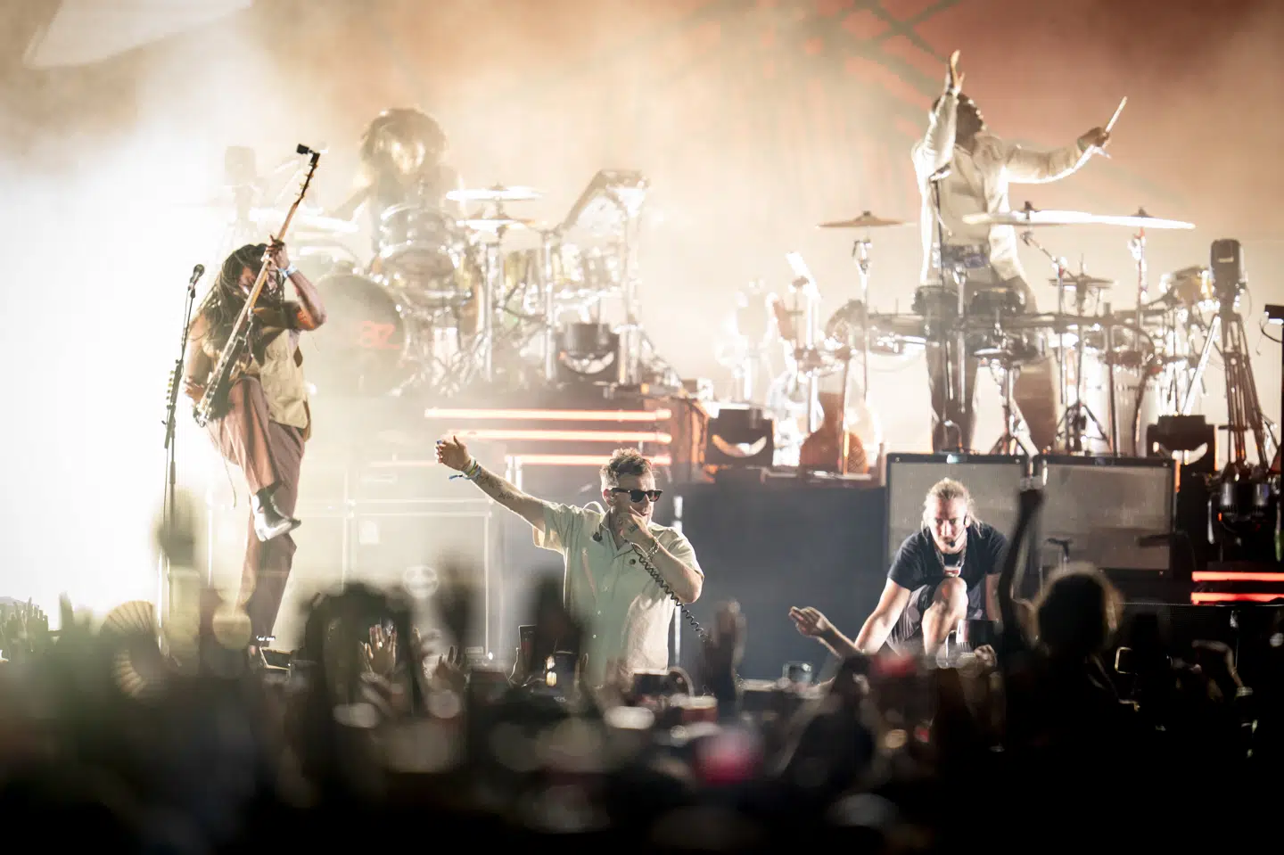 Bandet Gorillaz med sange som "Feel Good Inc." og "Clint Eastwood" skal spille på Roskilde Festival næste år. Her ses bandet under en optræden på en festival i spanske Madrid tidligere i år. (Arkivfoto).