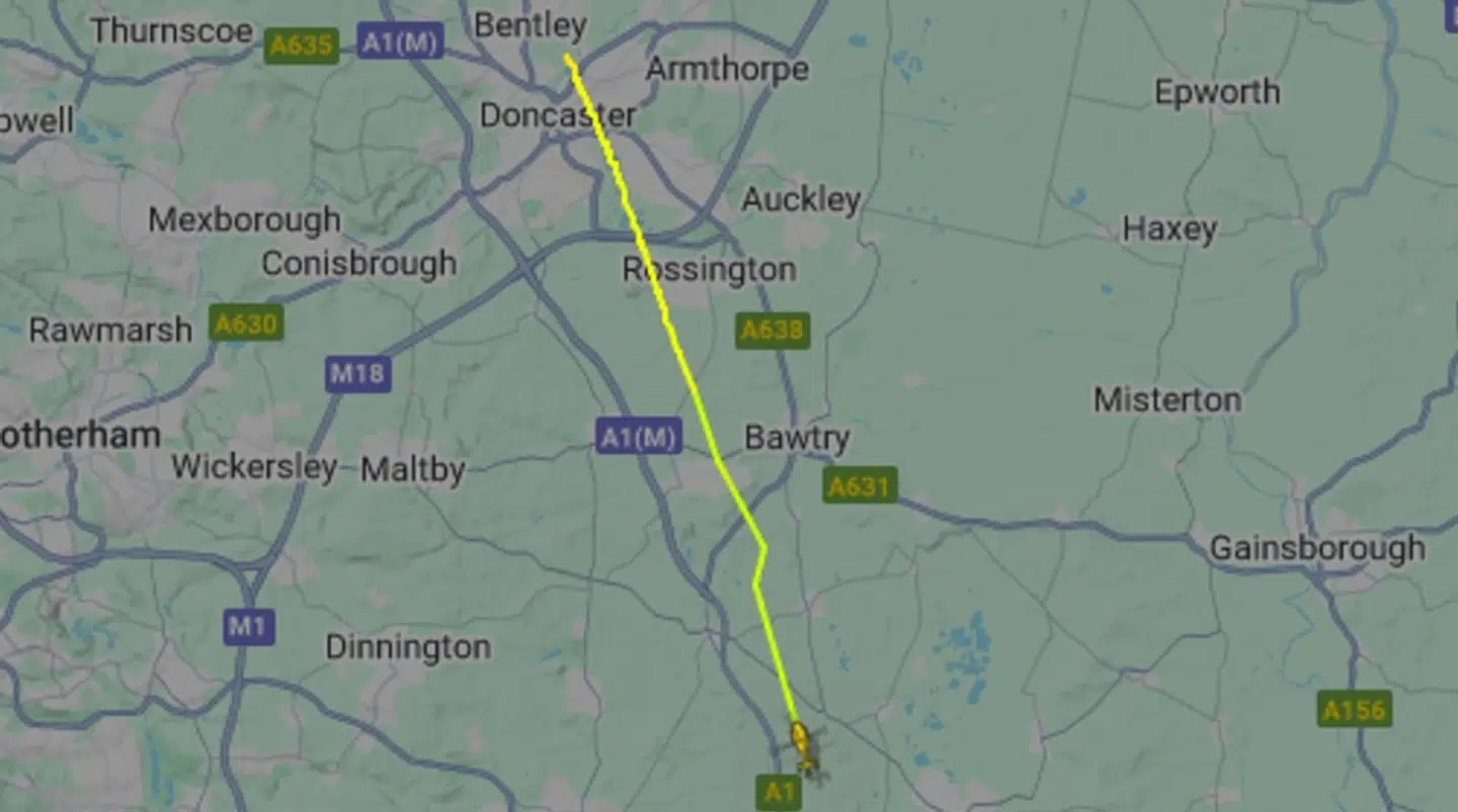 Kortet viser helikopterens flyverute.