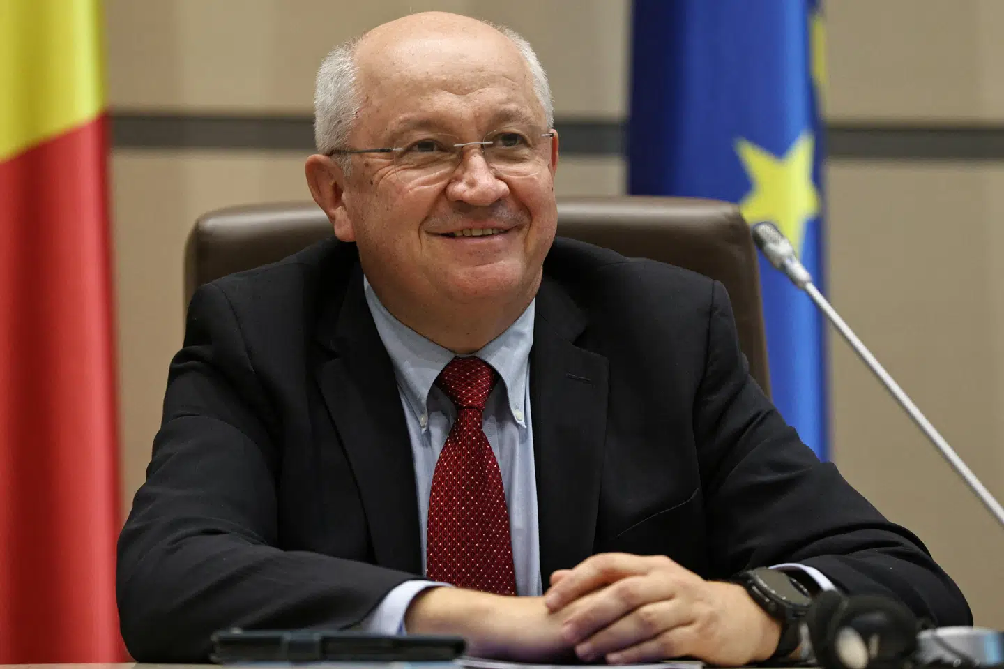 Alexandru Munteanu, Moldovas nye premierminister, under en pressekonference 28. oktober i landets hovedstad Chisinau.