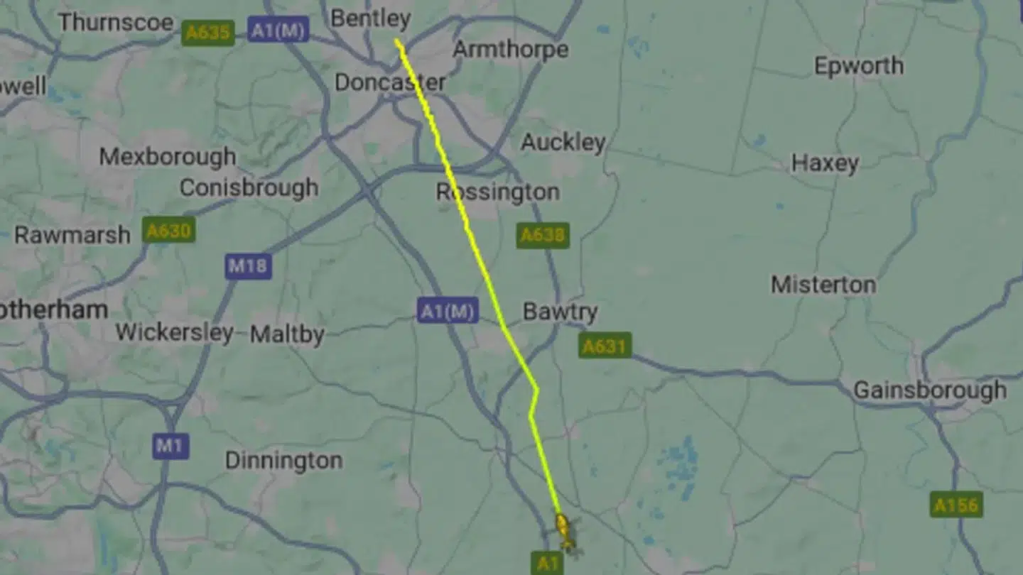 Kortet viser helikopterens flyverute.