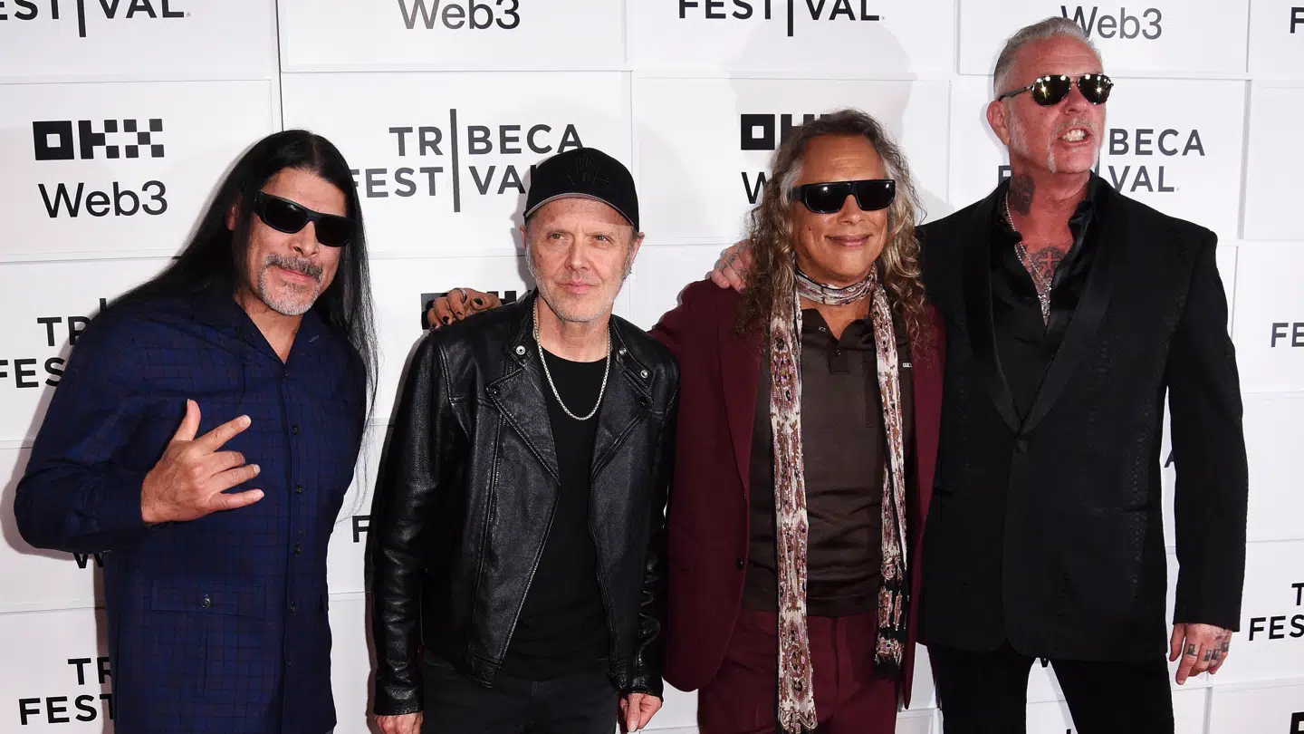 Metallica består af Robert Trujillo, Kirk Hammett, James Hetfield og danske Lars Ulrich, der er nummer to fra venstre.