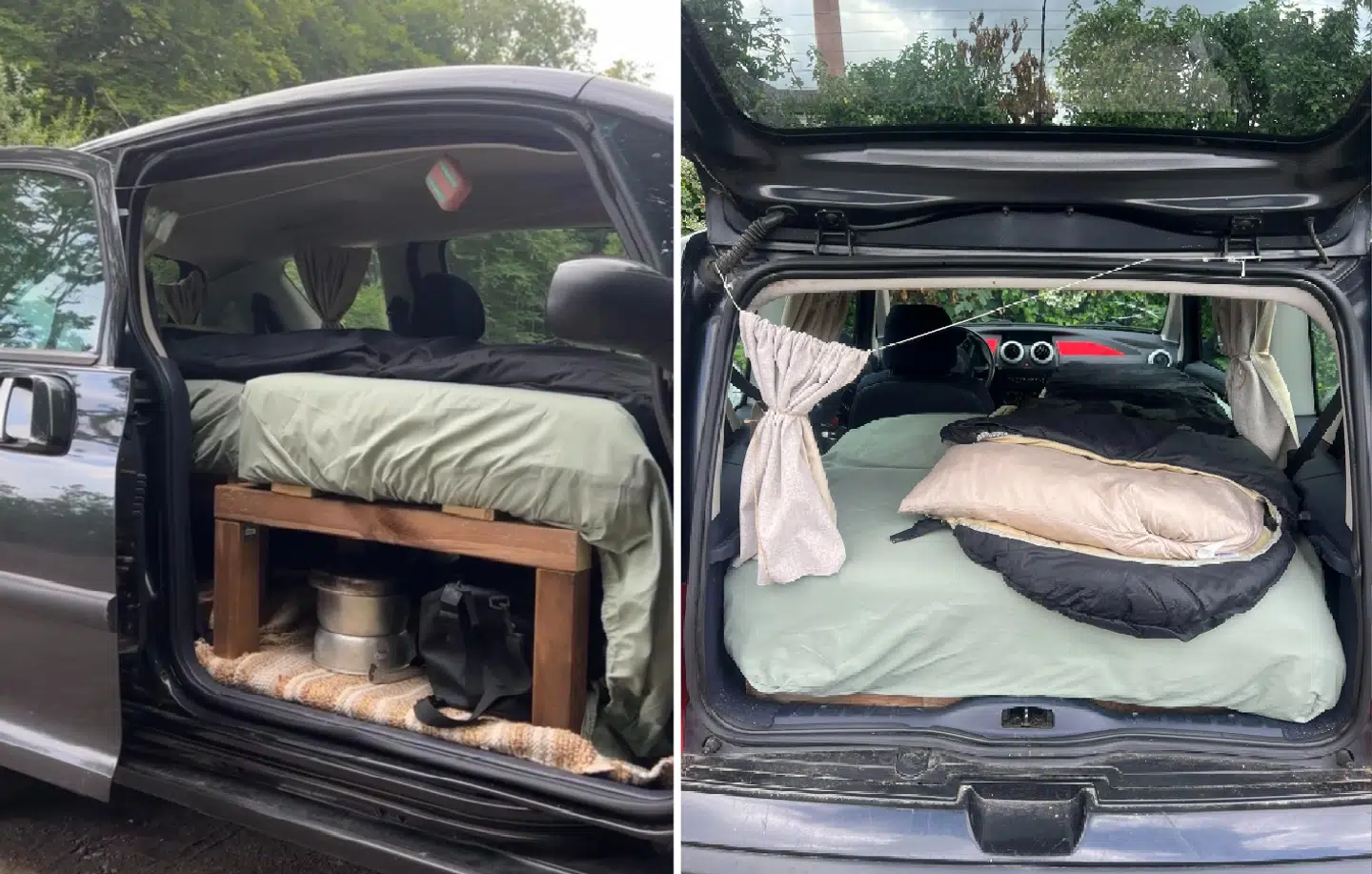 Sådan ser Frederikkes hjem i bilen ud i dag.