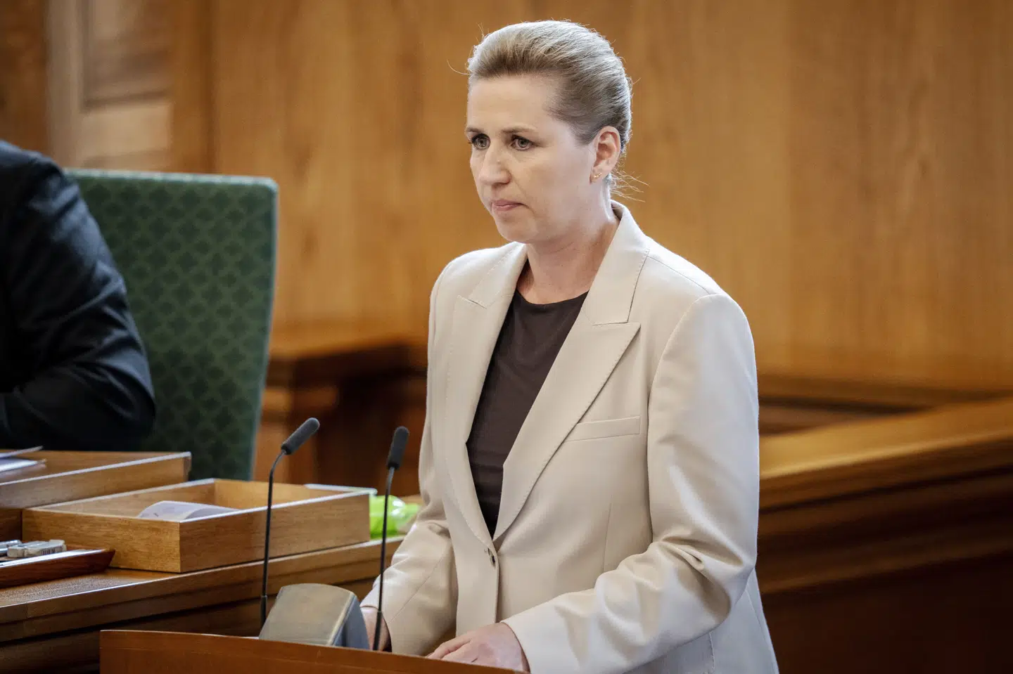 Statsminister Mette Frederiksen (S) holdt tale under Folketingets åbning tirsdag 7. oktober i år. Under talen kom hun med et udsagn, som viste sig ikke at være faktuelt korrekt. (Arkivfoto).