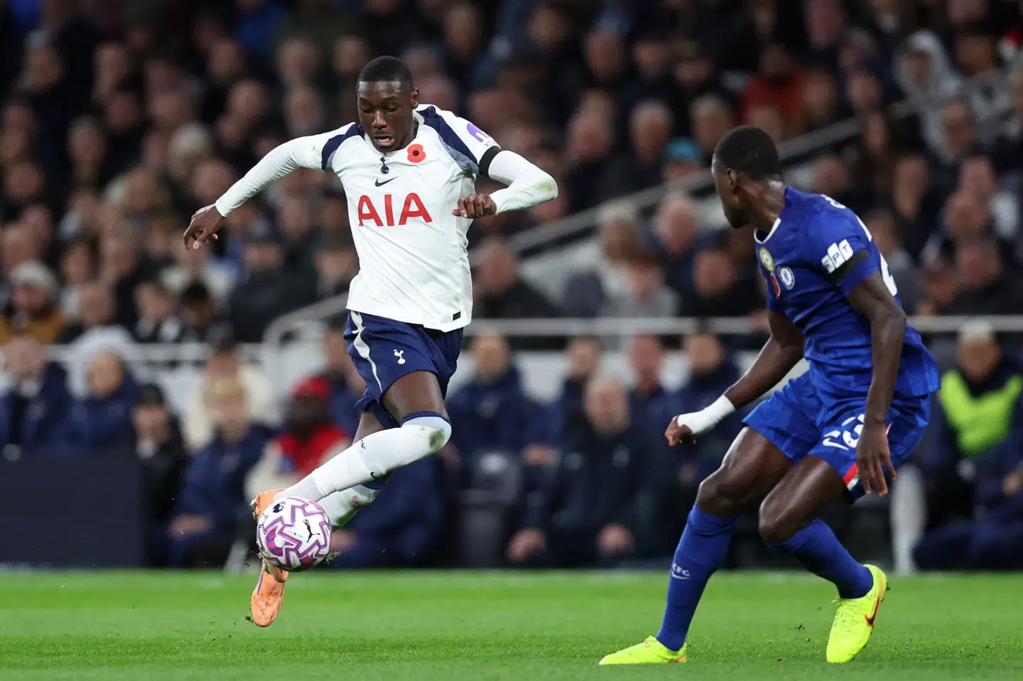 Randal Kolo Muani har endnu ikke åbnet sin målkonto i Tottenham. (Arkivfoto).