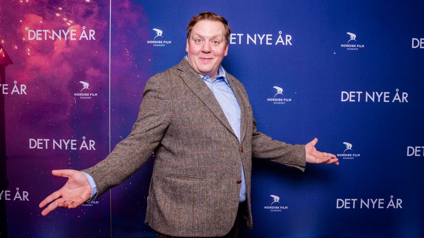 Jesper Ole Feit Andersen på rød løber til gallapremieren på Paprika Steens nye film 'Det nye år'.
