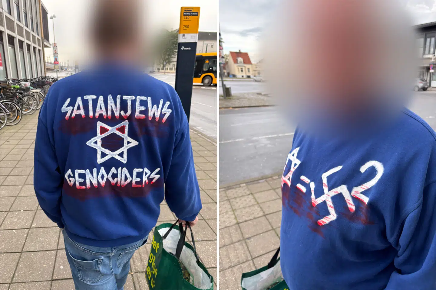 En 52-årig familiefar og lærer blev fredag den 31. oktober overfaldet på gaden og kaldt »lortejøde« af en mand iført blå sweatshirt. I forbindelse med sagen vurderer strafferetsekspert, at manden har krydset de lovlige grænser for ytringsfrihed ved at sammenholde jødedom med nazisme på sit tøj.