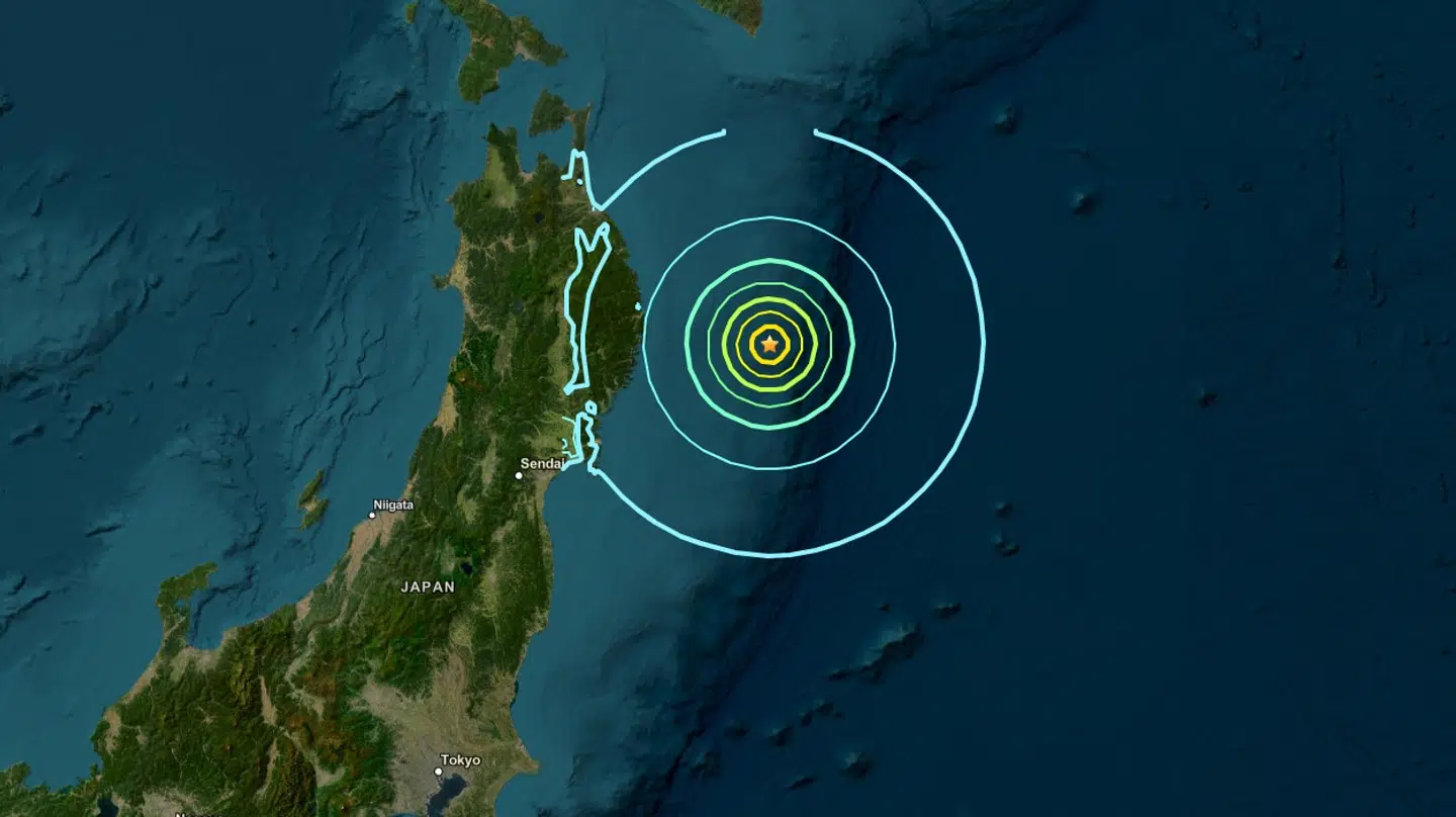 Her har jordskælvet ramt.