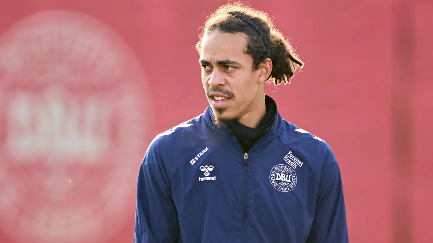 Yussuf Yurary Poulsen under fodboldlandsholdets træning i Helsingør, tirsdag den 11. november 2025.