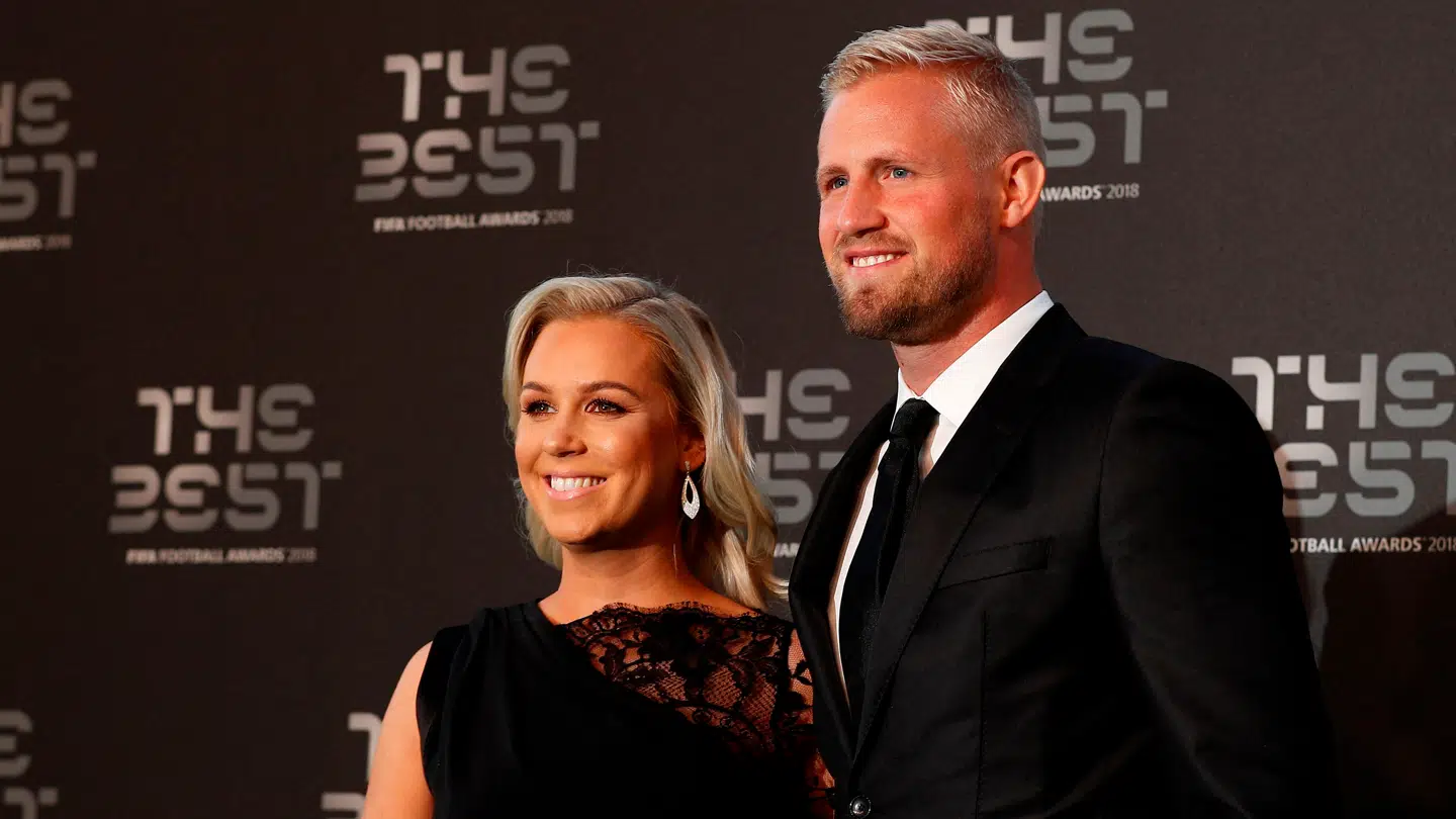 Kasper Schmeichel og hustruen Stine Gyldenbrand i 2018.