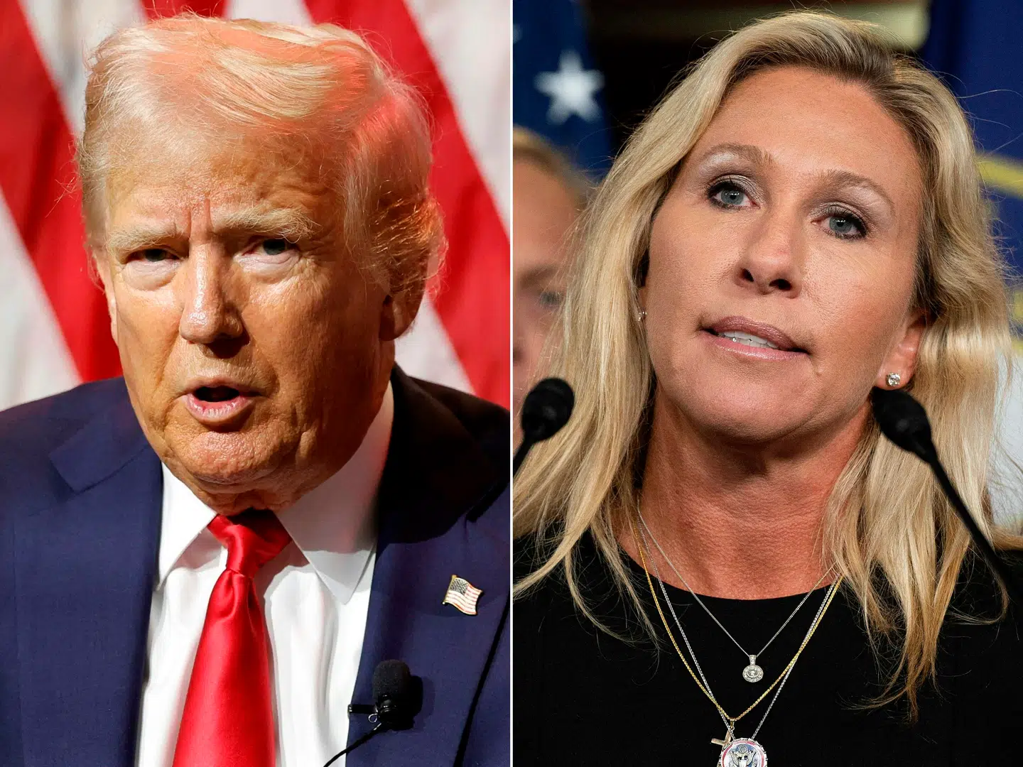 Her ses Donald Trump og Marjorie Taylor Greene.
