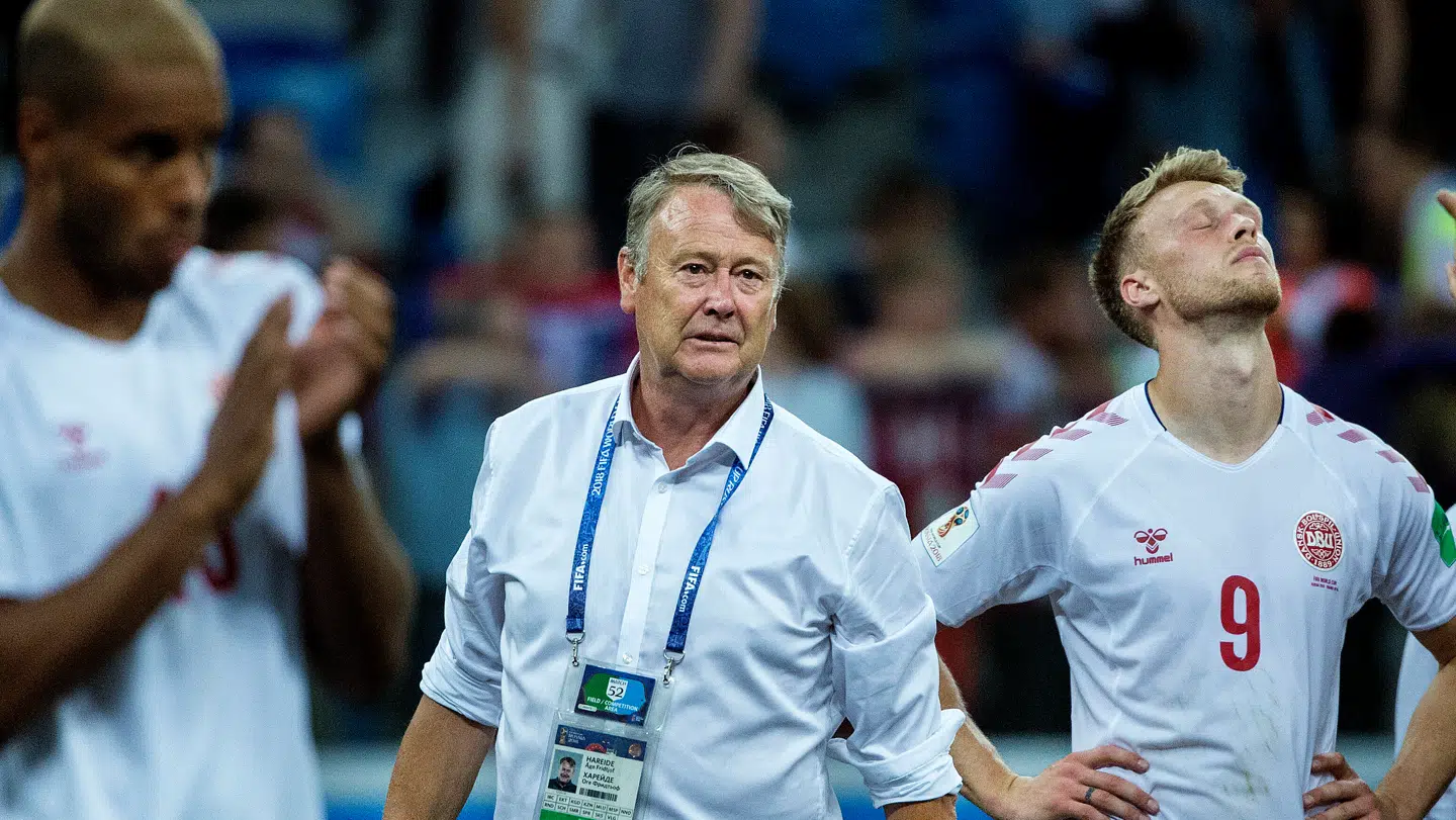 Åge Hareide stod i spidsen for det danske landshold under VM i 2018, hvor det blev til et bittert nederlag i ottendedelsfinalen mod Kroatien.