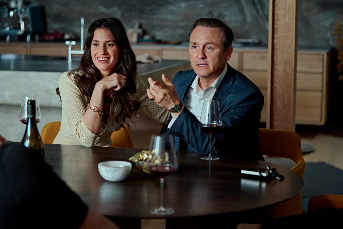 Reservatet. (L to R) Danica Curcic as Katarina Hoffmann, Lars Ranthe as Rasmus Hoffmann in Reservatet. Cr. Courtesy of Netflix © 2024