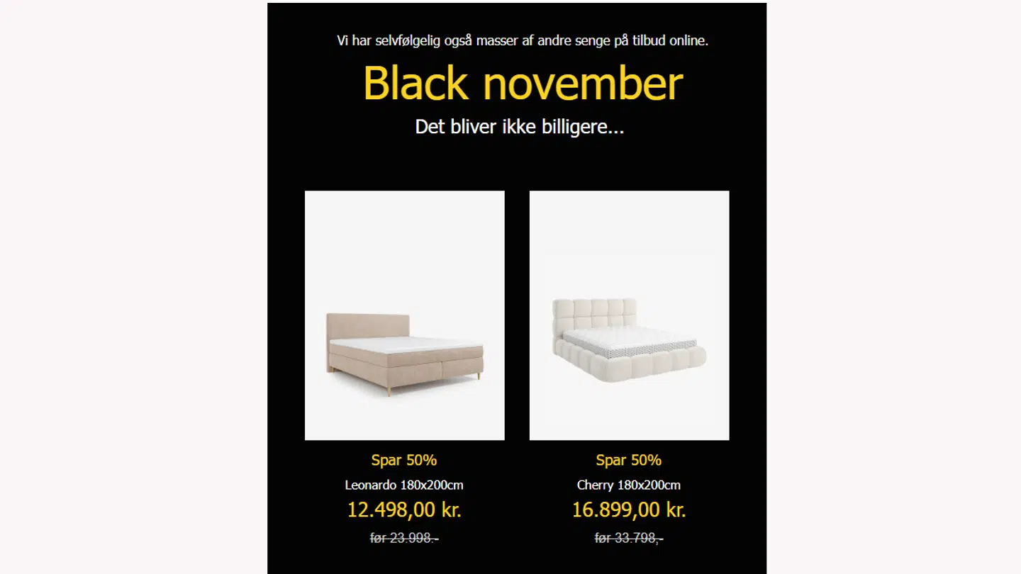 Sengen til højre markedsføres mod reglerne.