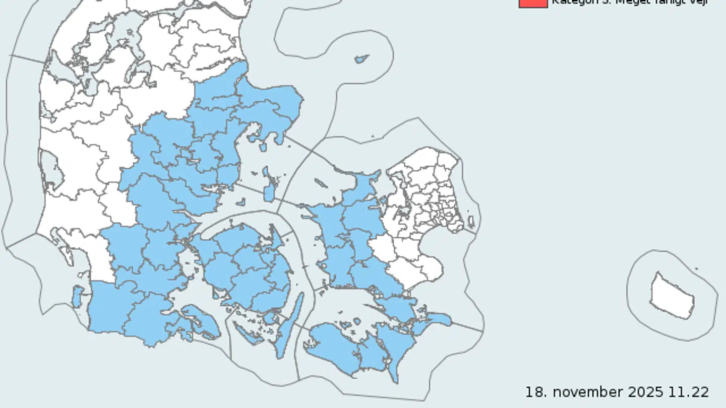 Det er særligt i de blå områder, at der er risiko for kraftig regn.