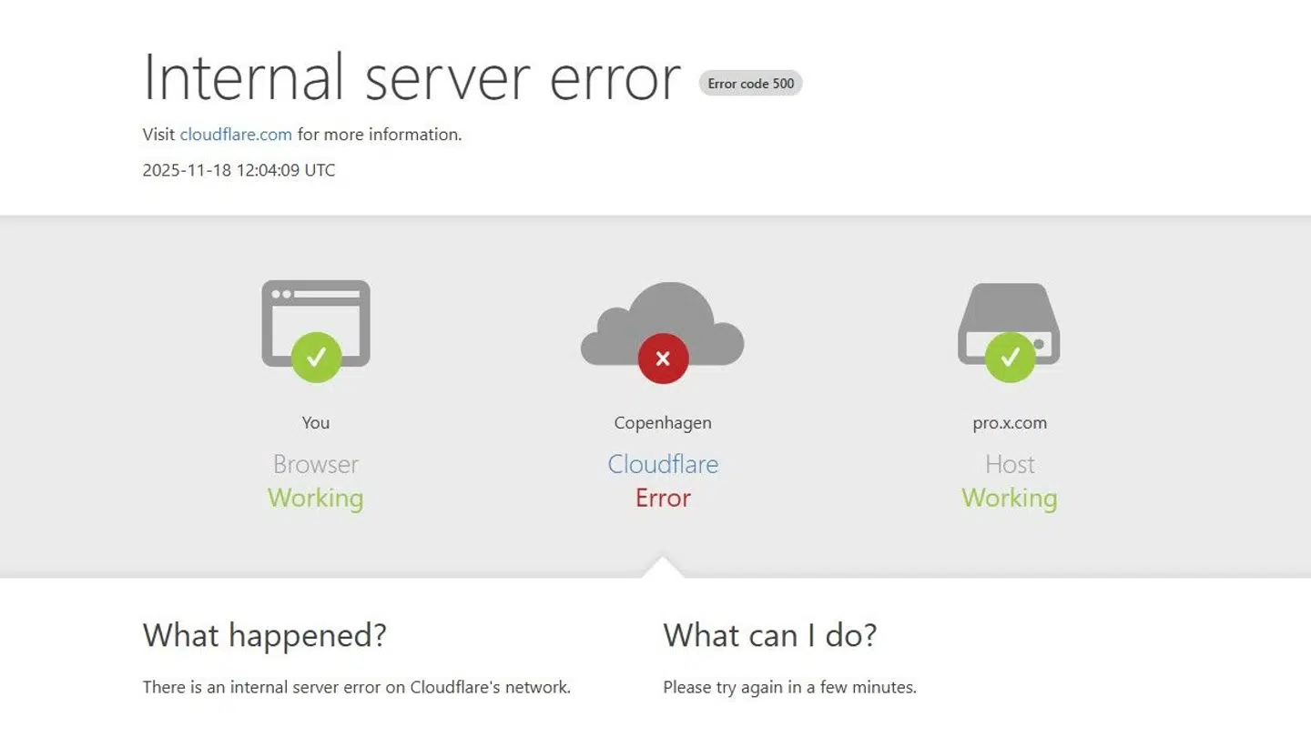 IT-giganten Cloudflare er nede, hvilket skaber problemer for flere hjemmesider.