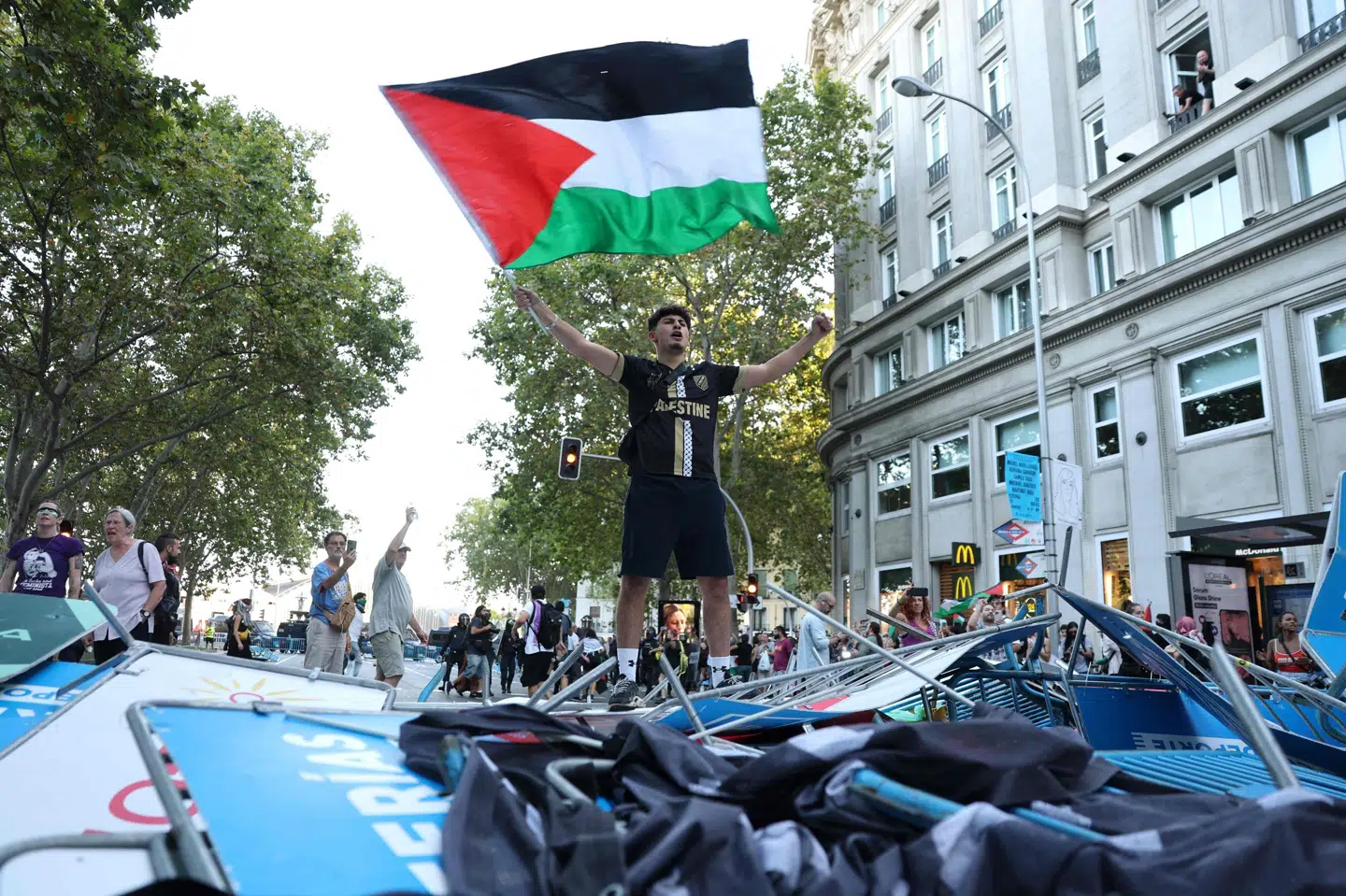 Flere etaper under Vuelta a España i efteråret blev præget af propalæstinensiske demonstrationer. (Arkivfoto).