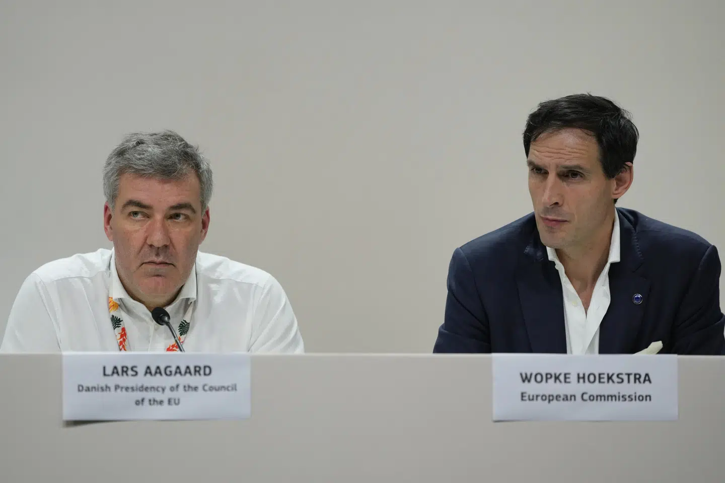 Lars Aagaard og Wopke Hoekstra (TH) har ledende roller for EU's klimapolitik på topmødet i Brasilien.