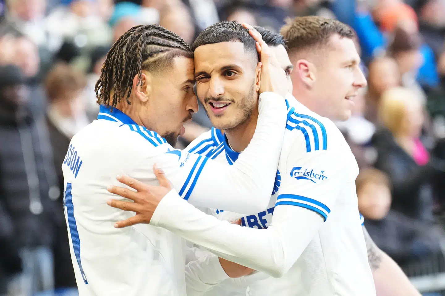 Jordan Larsson (til venstre) stod for den træffer, der sikrede FC København en sejr over Brøndby.