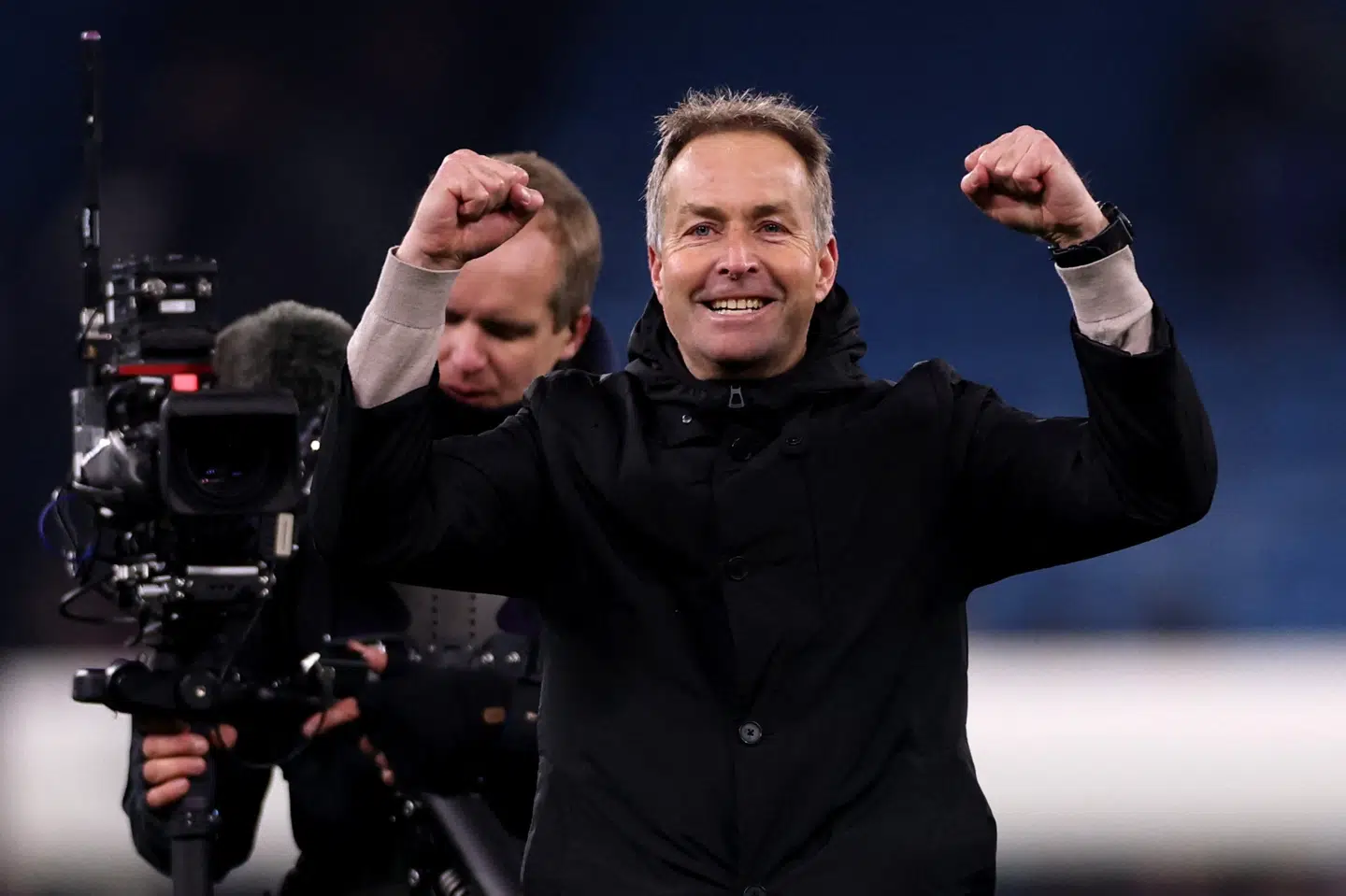 Kasper Hjulmand var en glad mand, efter at Manchester City blev slået med 2-0 på Etihad Stadium i Manchester.