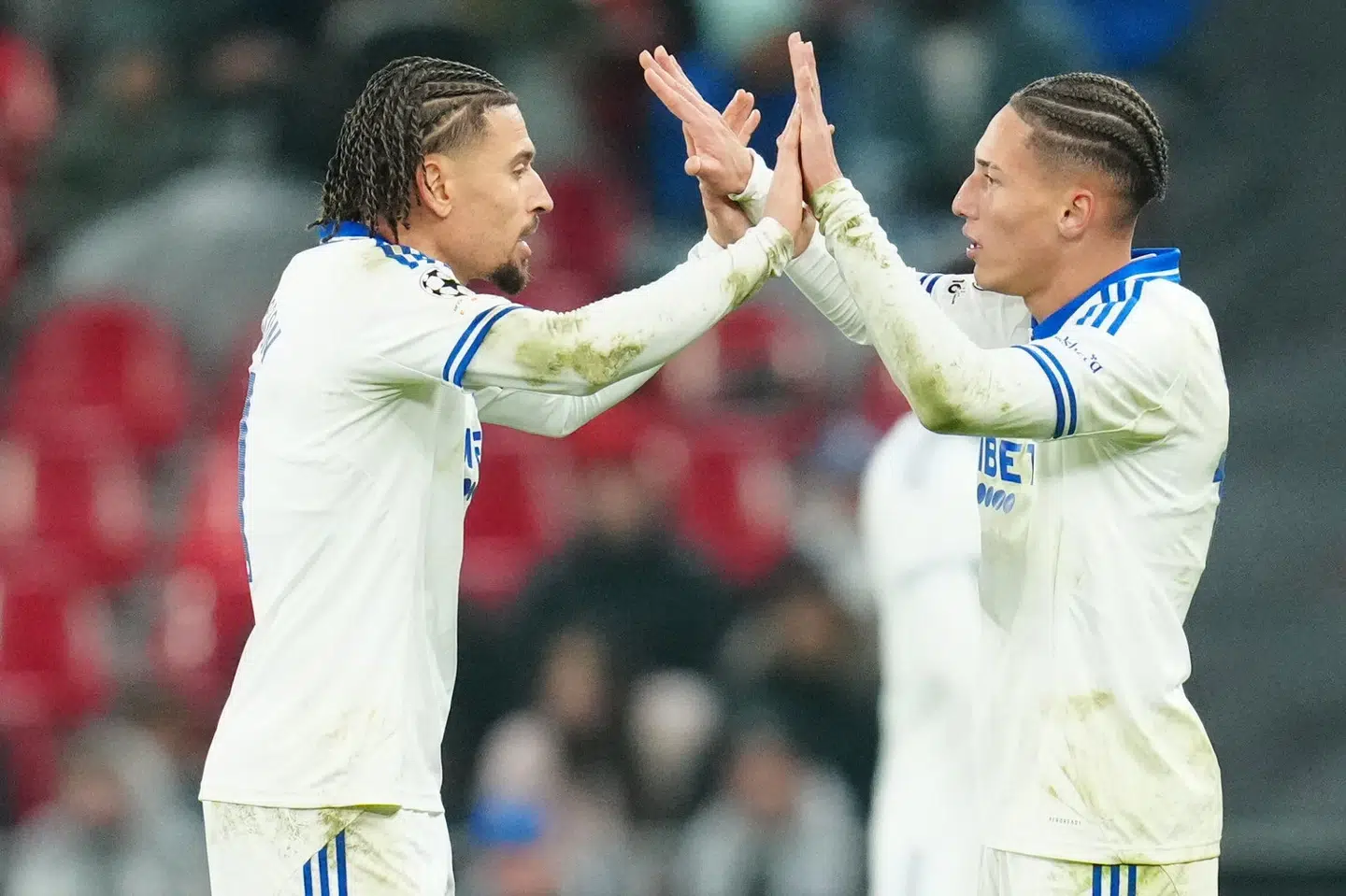 Jordan Larsson og Robert Silva (til højre) scorede begge for FC København, der vandt 3-2 over Kairat Almaty i Parken i København.