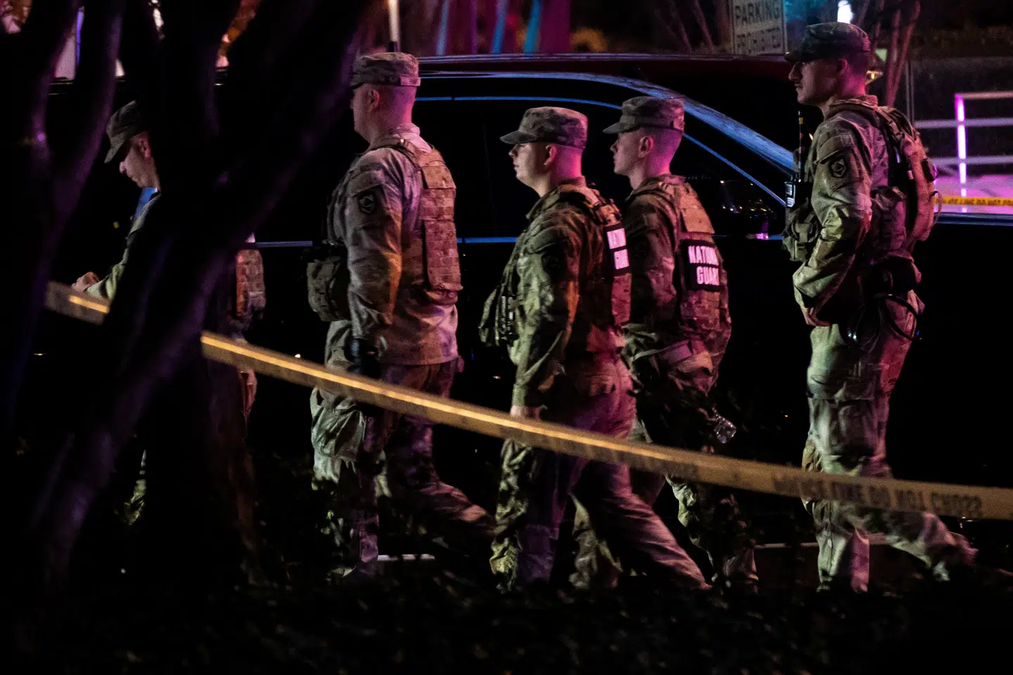 Her ses tropper fra Nationalgarden i Washington, D.C. i kølvandet på skyderiet onsdag.