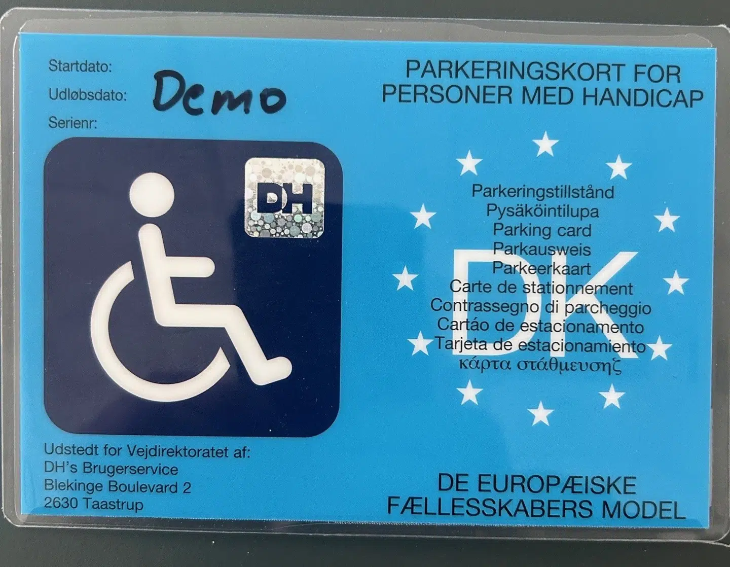 Sådan ser et handicap-skilt ud.