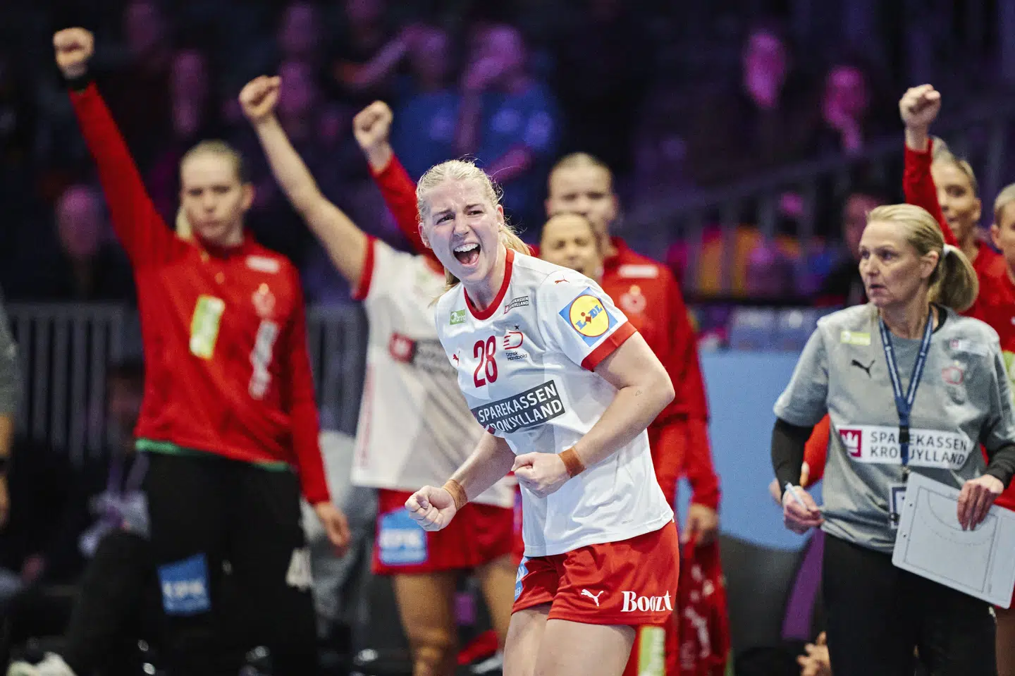 Laura Borg ses her under mandagens VM-sejr over Rumænien.