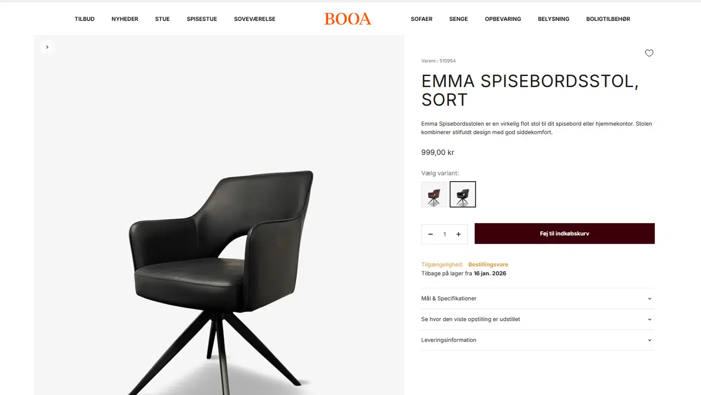 Stolen er nu ikke længere på tilbud.