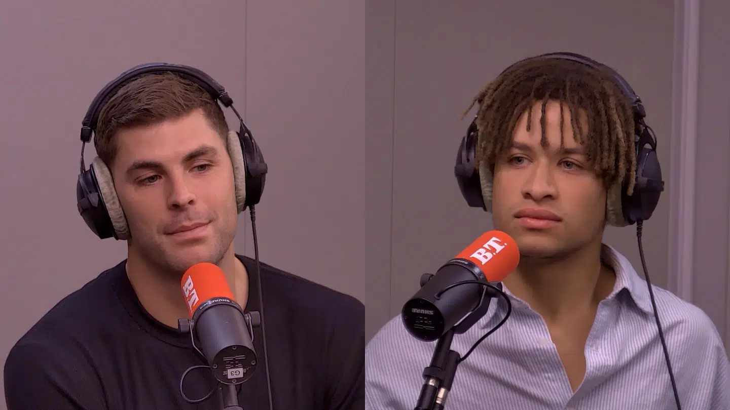 De to tidligere Superliga-spillere – Emil Berggreen (tv.) og Jannick Liburd (th.) – gæster onsdagens afsnit af 'Borgerlig Tabloid'.