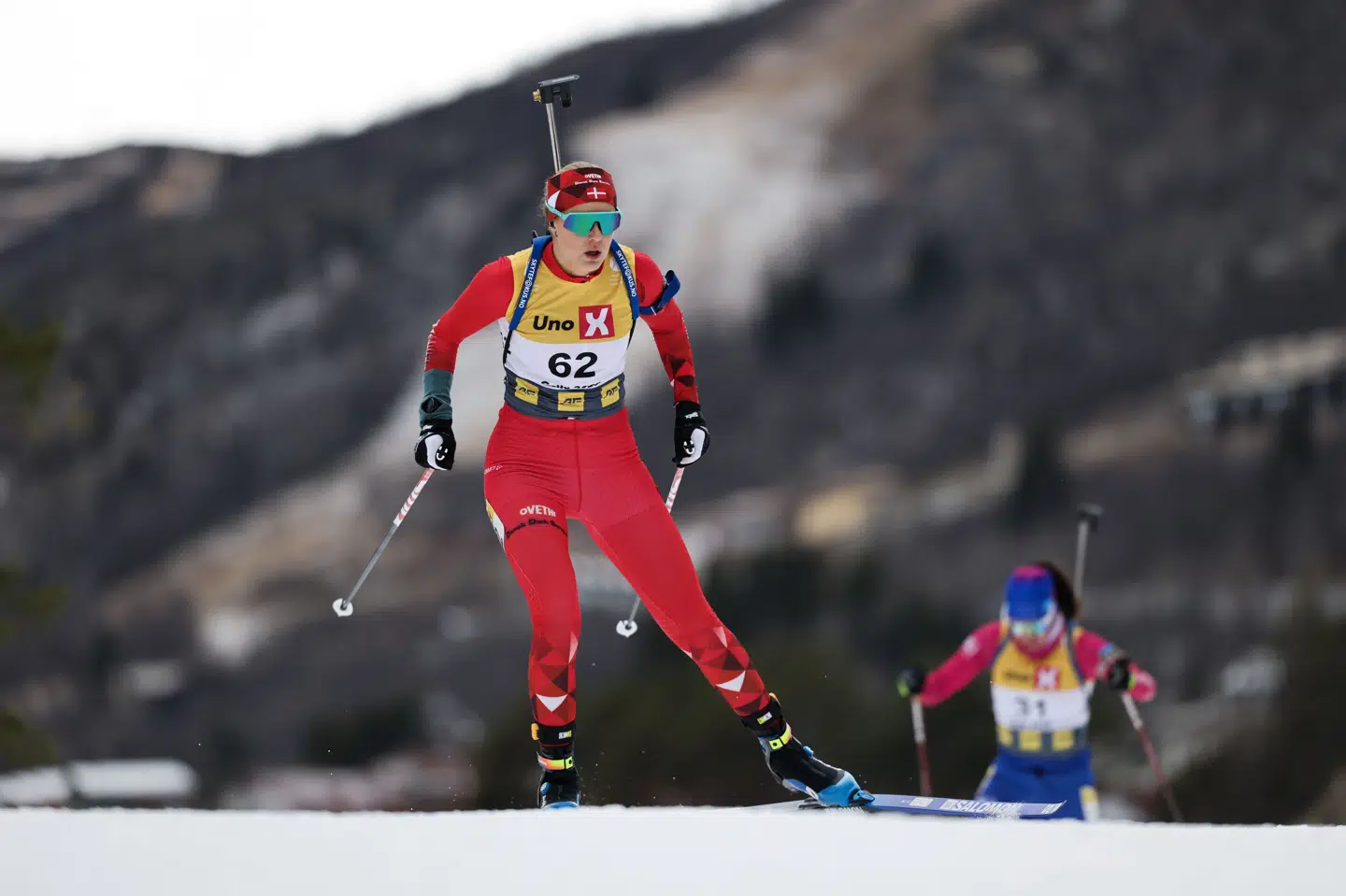 Anne Bunemann De Besche i aktion i Geilo i midten af november. Den nu danske skiskytte imponerede med en fjerdeplads. (Arkivfoto).