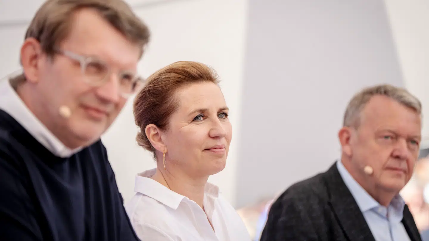 Her er Mette Frederiksen, Lars Løkke Rasmussen og Troels Lund Poulsen fotograferet under det seneste folkemøde på Bornholm. Deres samarbejder er måske snart en saga blot, mener B.T.s politiske kommentator. (Arkivfoto)