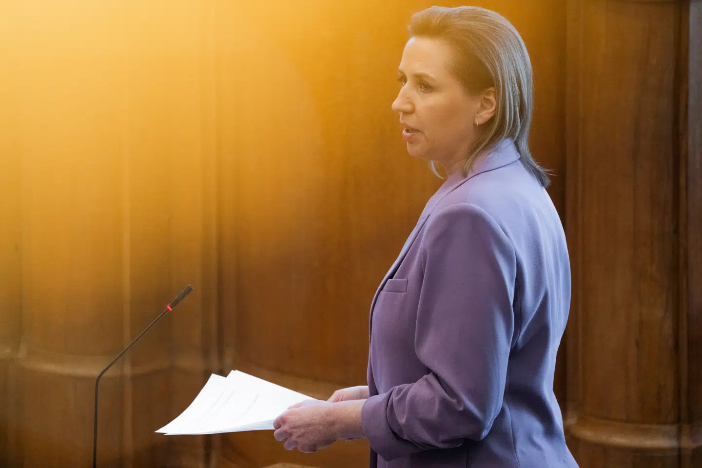 Statsminister Mette Frederiksen i Folketingssalen.
