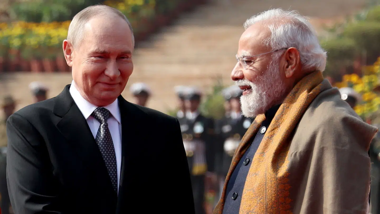 Præsident Vladimir Putin og Indiens premiereminister, Narendra Modi, torsdag i den indiske by New Delhi torsdag Indien.