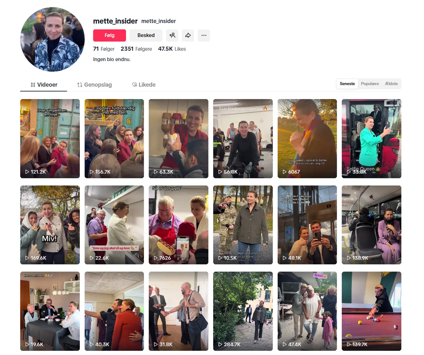 Videoerne på TikTok-profilen »mette_insider« har i skrivende stund fået tæt på to millioner visninger.