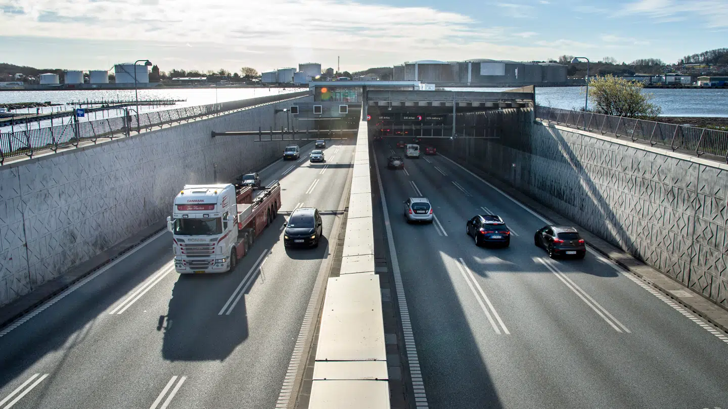 ARKIV. Limfjordstunnelen på nordsiden ved Nørresundby i Aalborg, 26. marts 2019.